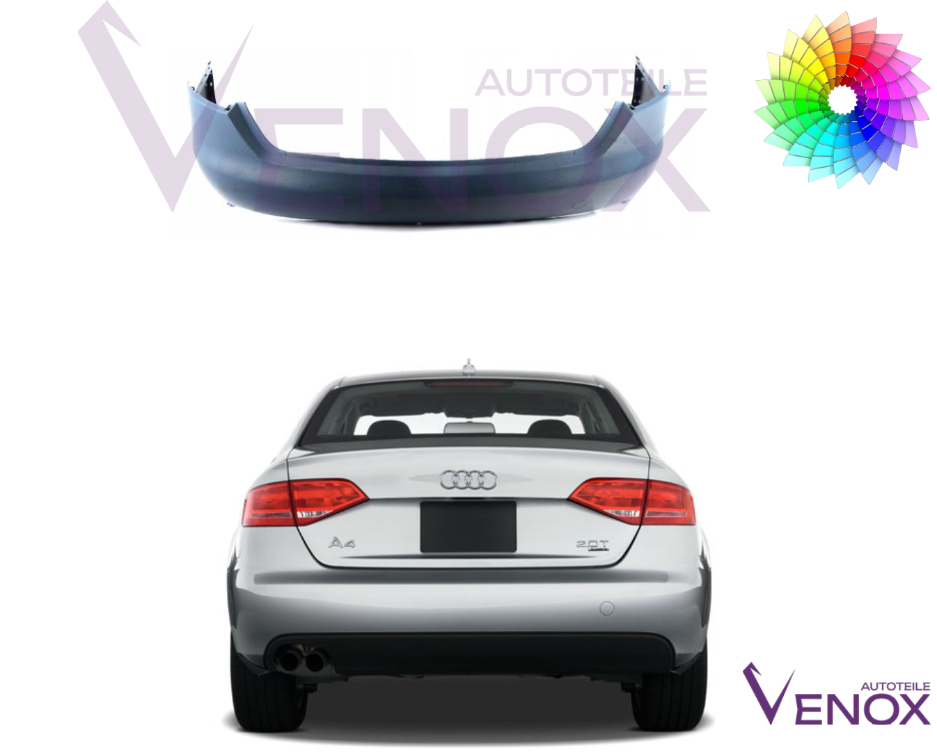 Voor Audi A4 B8 07-11 Achterbumper gespoten in de gewenste kleur NIEUW - Afbeelding 2