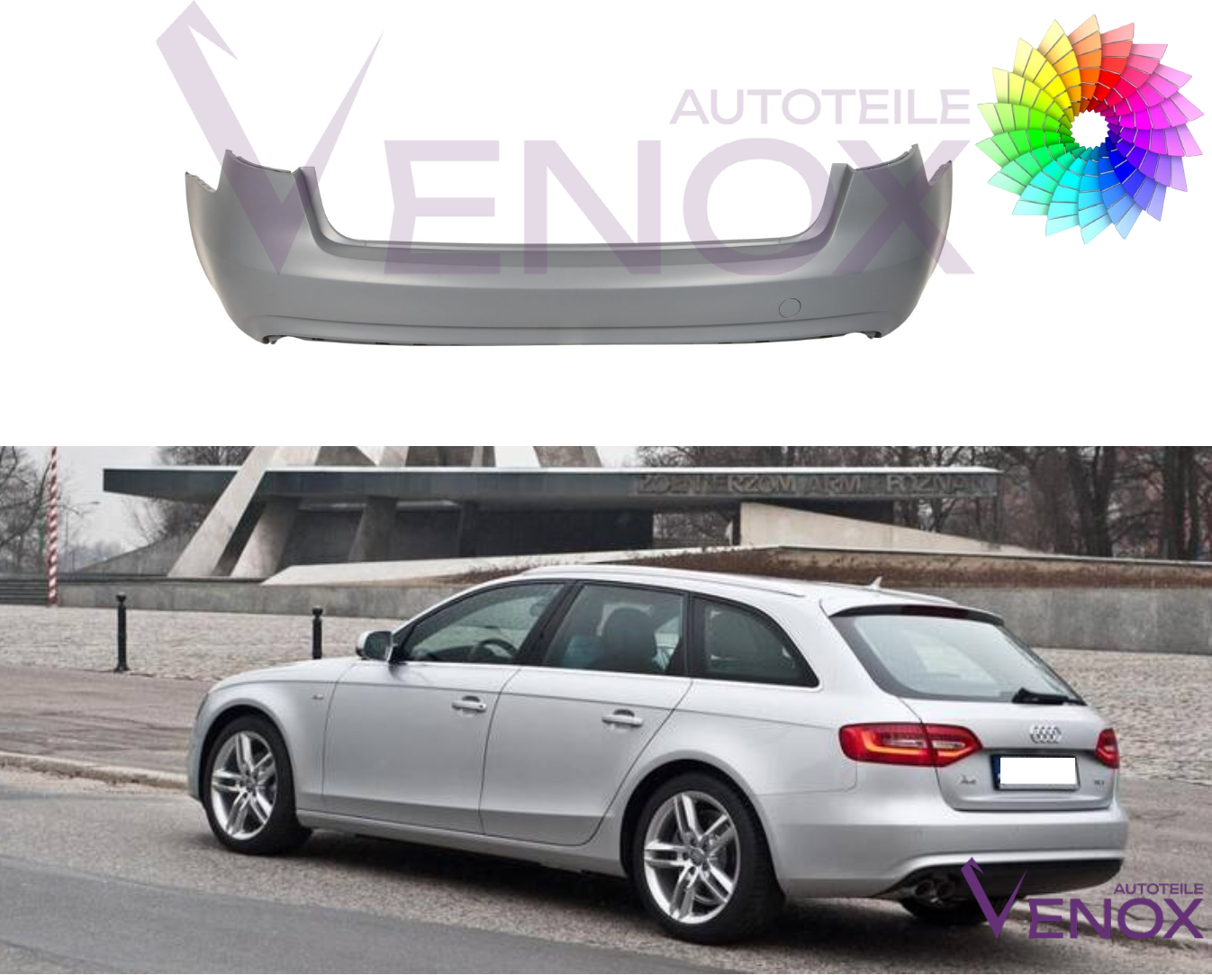Voor Audi A4 B8 11-15 Avant achterbumper gespoten in de gewenste kleur NIEUW - Afbeelding 2