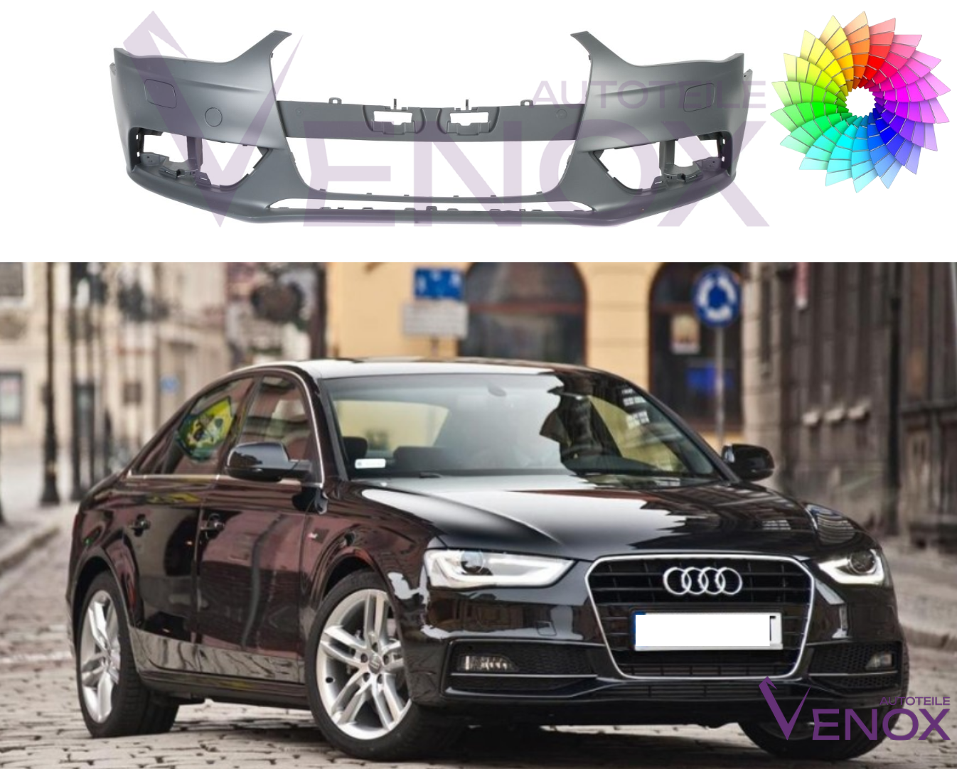 Voor Audi A4 B8 11-15 Bumper Met SRA Voor Gespoten In Gewenste Kleur NIEUW - Afbeelding 2