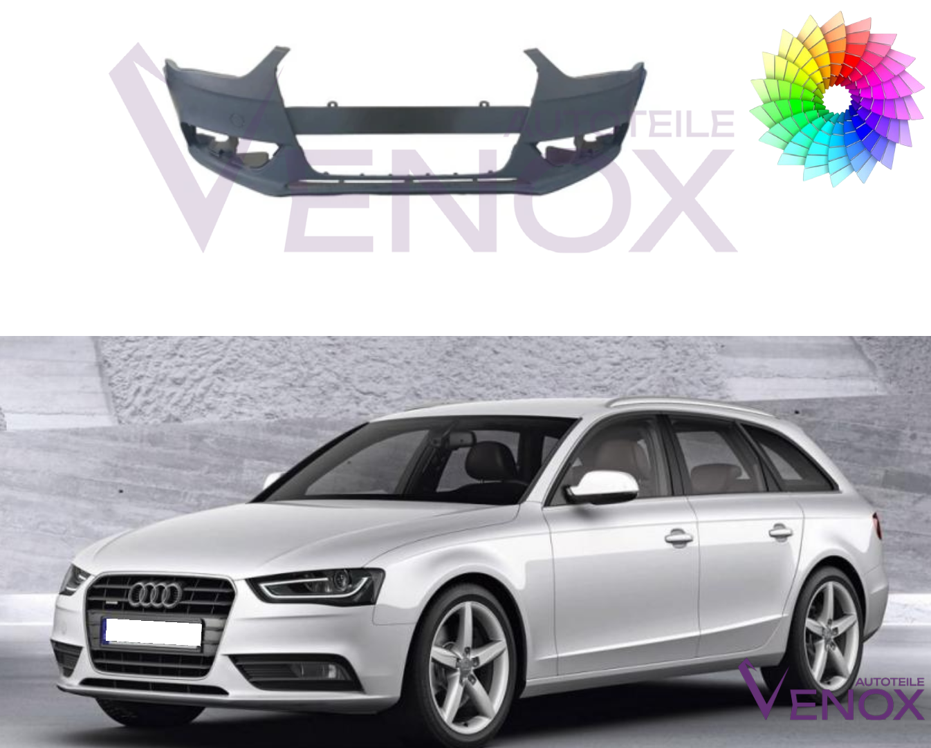 Voor Audi A4 B8 11-15 Voorbumper met PDC Gespoten in de gewenste kleur NIEUW - Afbeelding 2