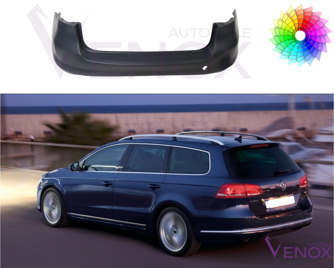 Voor Vw Passat B7 10-15 Comfort Variant Achterbumper gespoten in de gewenste kleur - Afbeelding 2