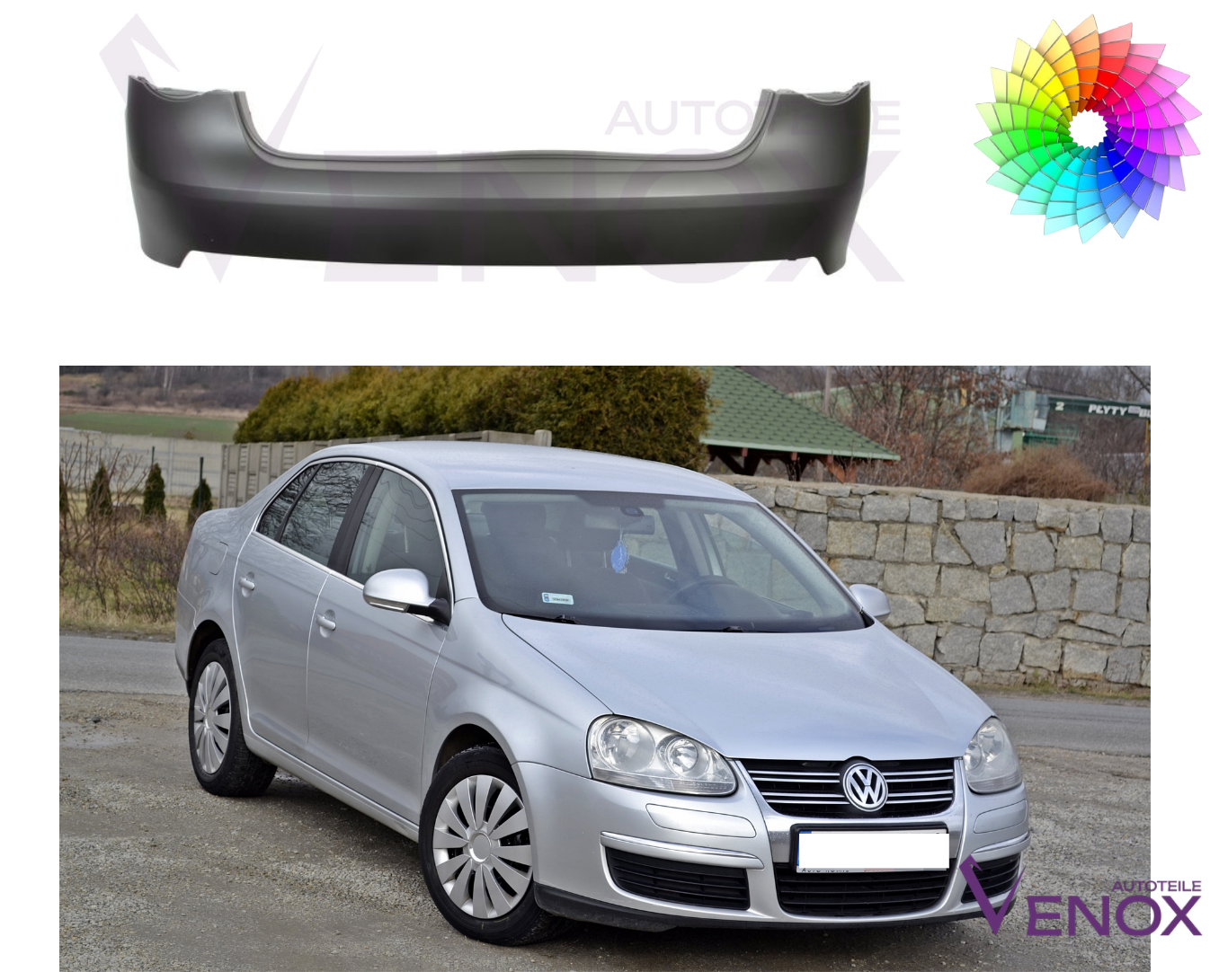 Voor Vw Jetta 2005-2010 Achterbumper gespoten in de gewenste kleur - Afbeelding 2