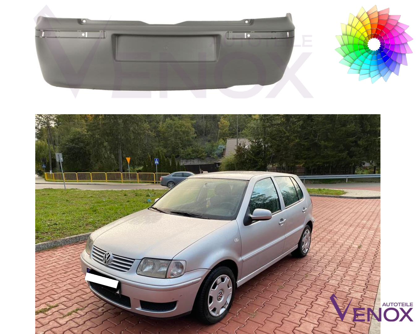 Voor Vw Polo 6N2 1999-2001 Achterbumper gespoten in de gewenste kleur - Afbeelding 2
