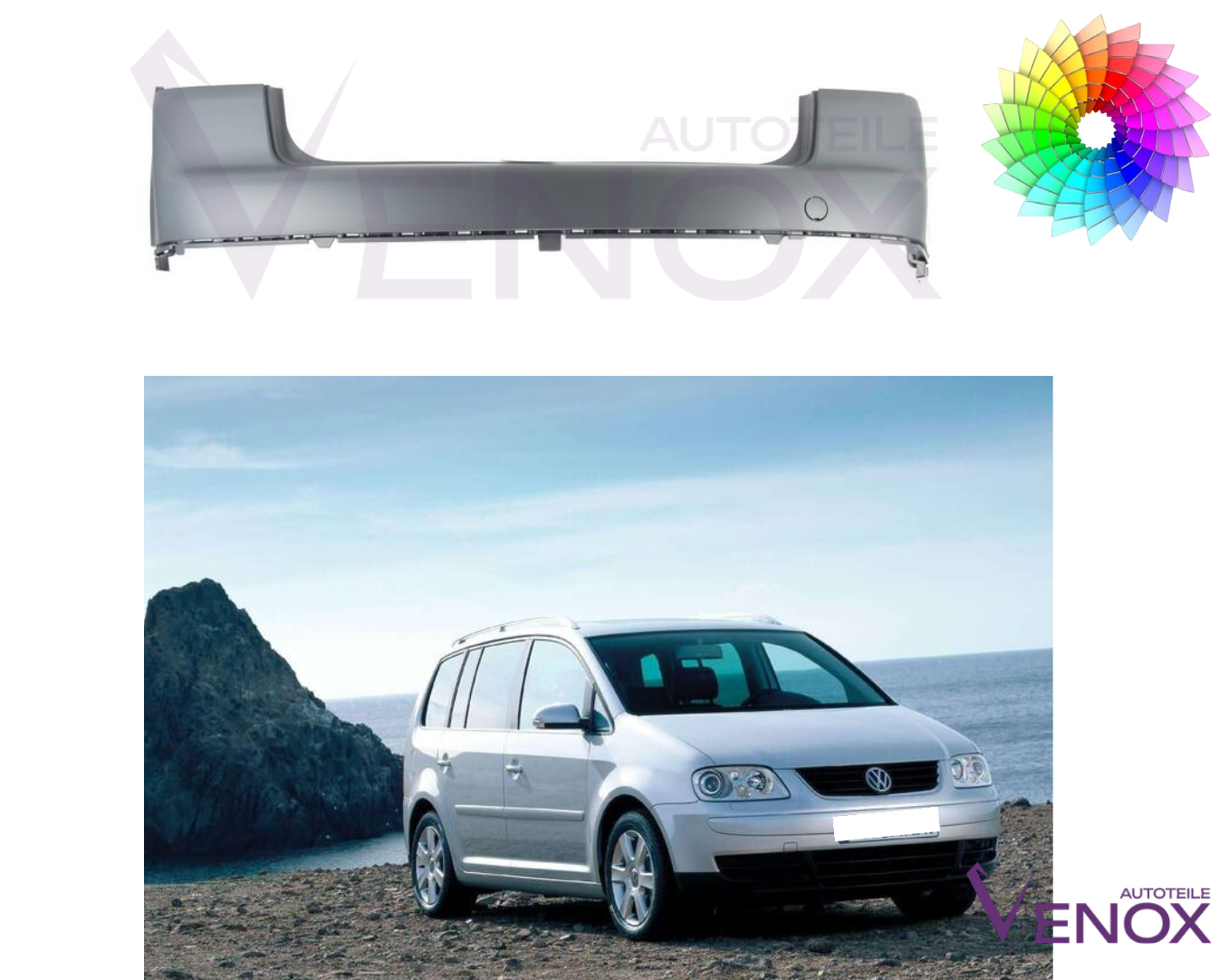 Voor Vw Touran 1T 2003-2010 Achterbumper gespoten in de gewenste kleur - Afbeelding 2