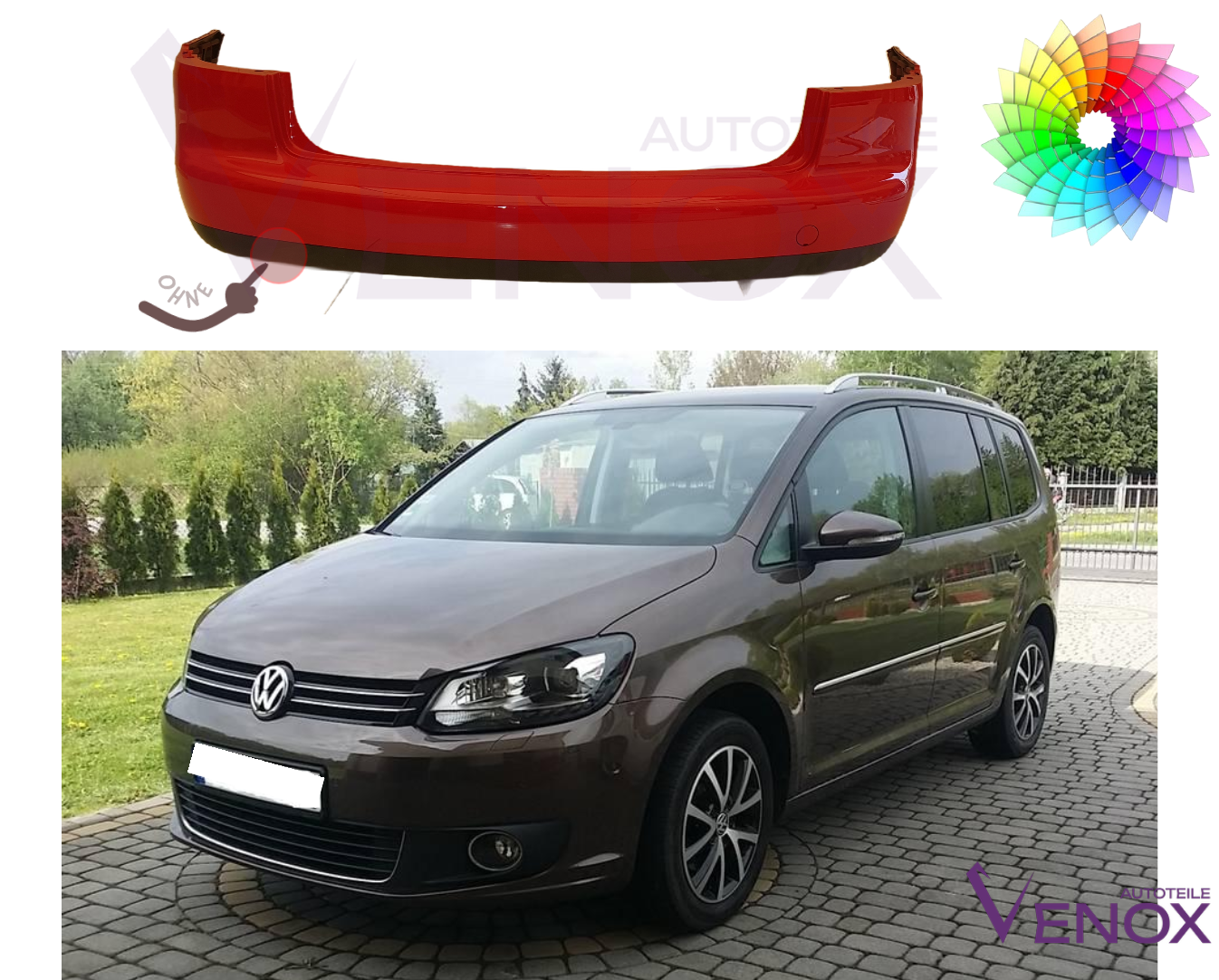 Voor Vw Touran 1T3 2010-2015 Achterbumper gespoten in de gewenste kleur - Afbeelding 2