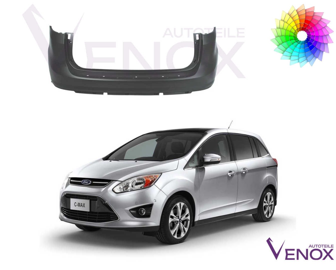 Voor Ford C-Max 2010-2014 Achterbumper gespoten in de gewenste kleur - Afbeelding 2