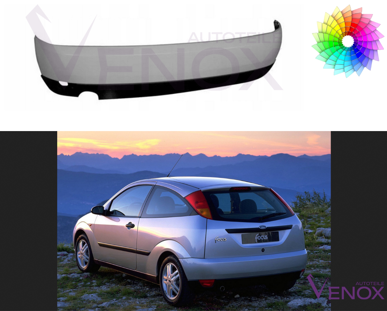 Voor Ford Focus Mk1 1998-2001 HB achterbumper gespoten in de kleur van je keuze - Afbeelding 2