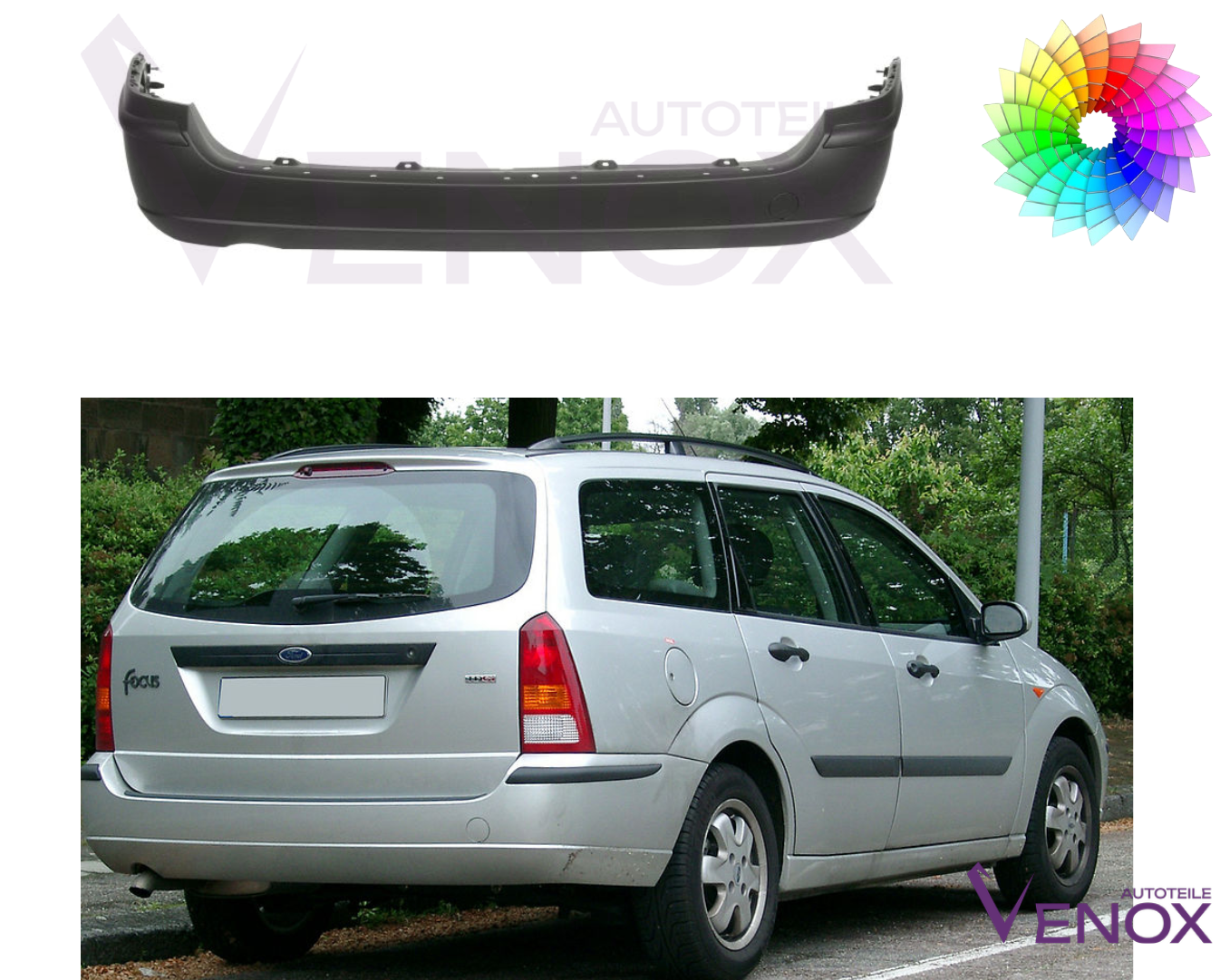 Voor Ford Focus Mk1 2001-2004 Estate Achterbumper gespoten in de gewenste kleur - Afbeelding 2