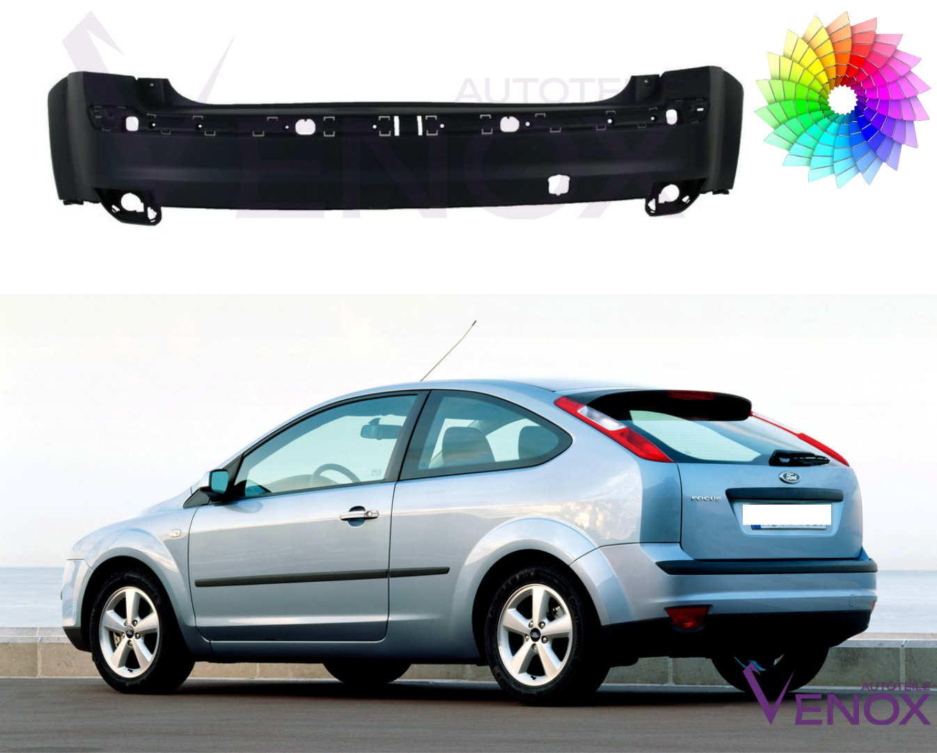 Voor Ford Focus Mk2 2004-2008 HB achterbumper gespoten in de kleur van je keuze - Afbeelding 2