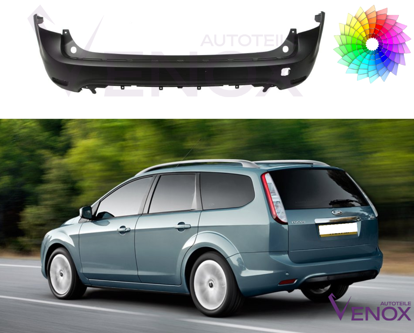 Voor Ford Focus Mk2 2008-2010 Estate Achterbumper gespoten in de gewenste kleur - Afbeelding 2