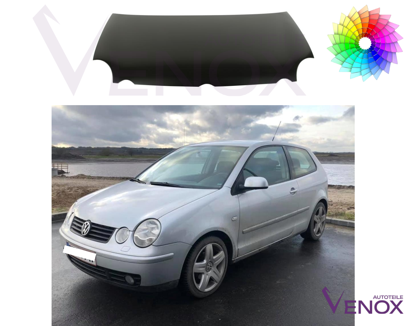 Voor Vw Polo 9N1 2001-2005 motorkap gespoten in gewenste kleur nieuw - Afbeelding 2