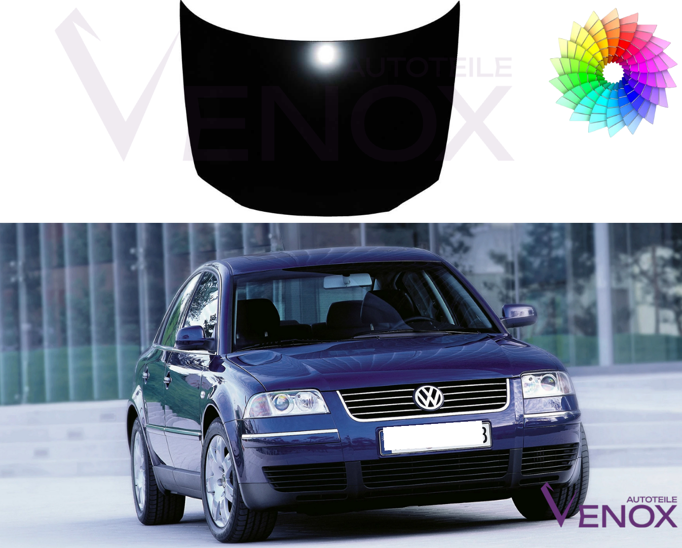 Voor Vw Passat B5 FL 2000-2005 motorkap gespoten in gewenste kleur nieuw - Afbeelding 2