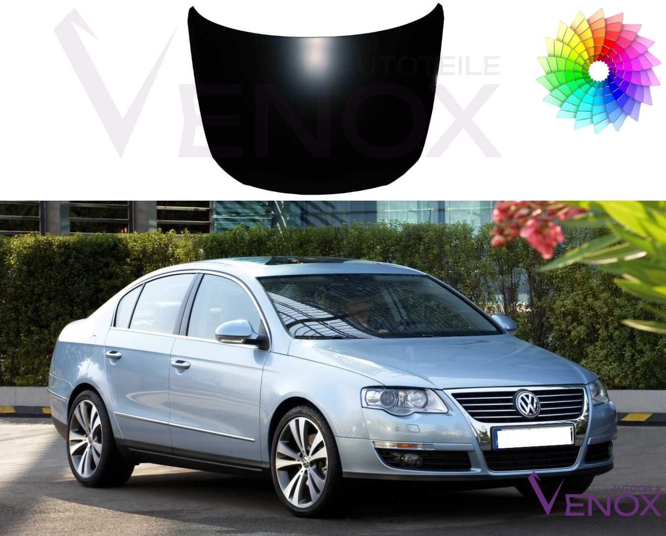 Voor Vw Passat B6 2005-2010 motorkap gespoten in gewenste kleur nieuw - Afbeelding 2