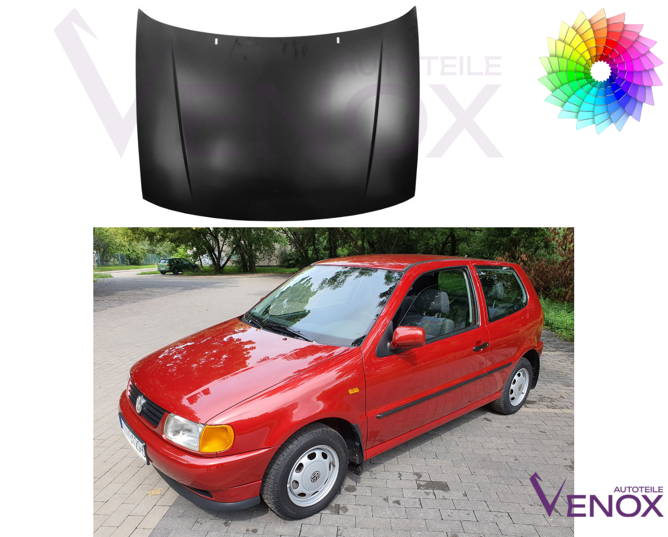 Voor Vw Polo 6N1 1994-1999 Motorkap gespoten in gewenste kleur nieuw - Afbeelding 2