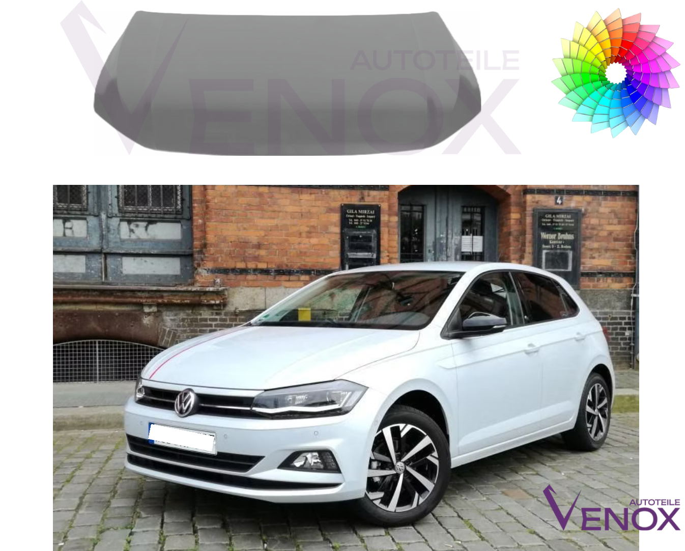 Voor Vw Polo vanaf 2017- motorkap gespoten in de gewenste kleur nieuw - Afbeelding 2