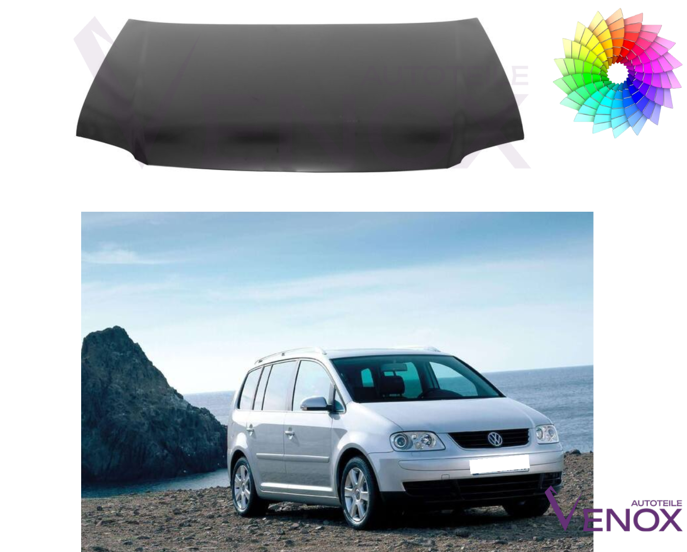 Voor Vw Touran 1T 2007-2010 motorkap gespoten in gewenste kleur nieuw - Afbeelding 2