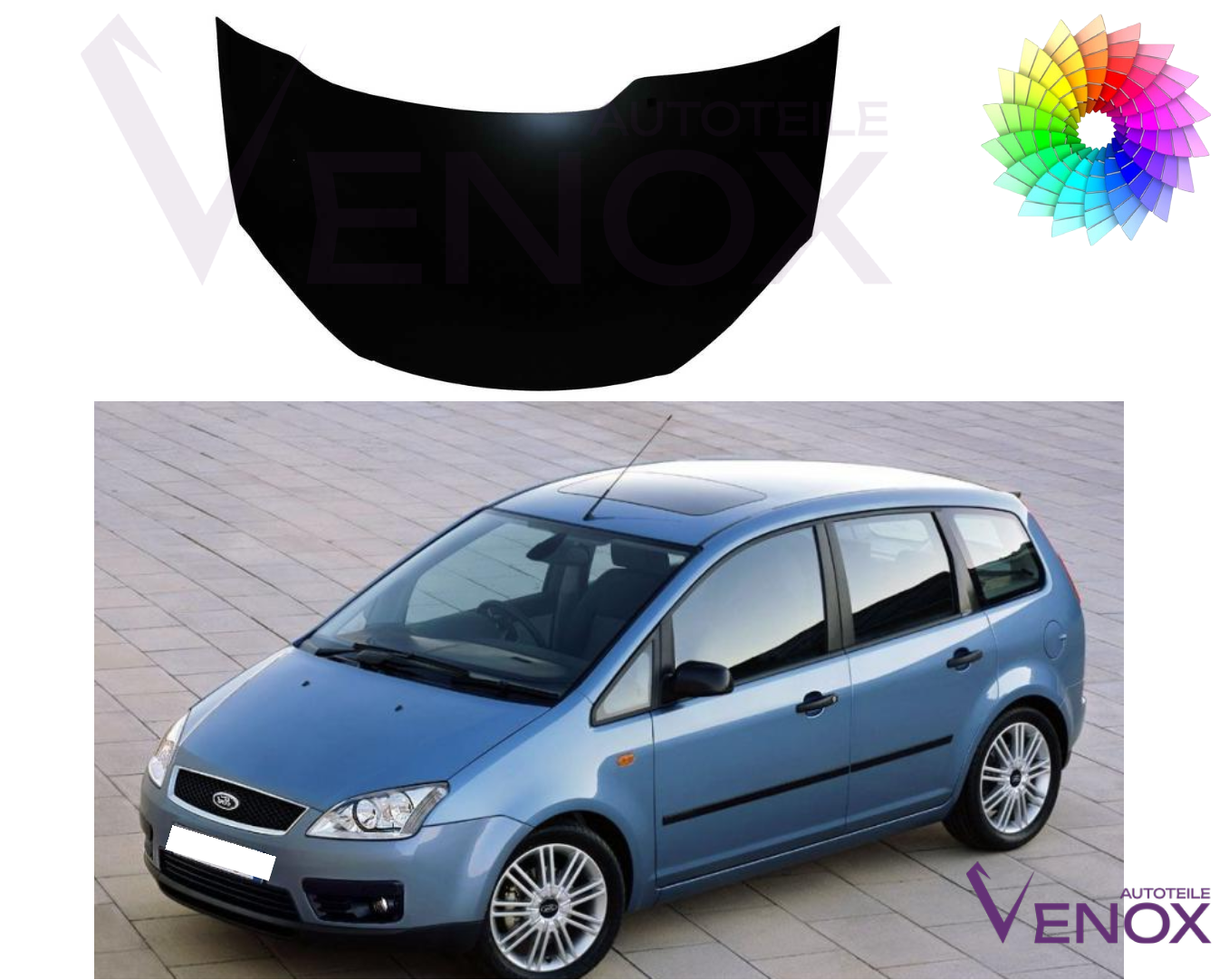 Voor Ford C-Max 214 2007-2010 motorkap gespoten in gewenste kleur Nieuw - Afbeelding 2