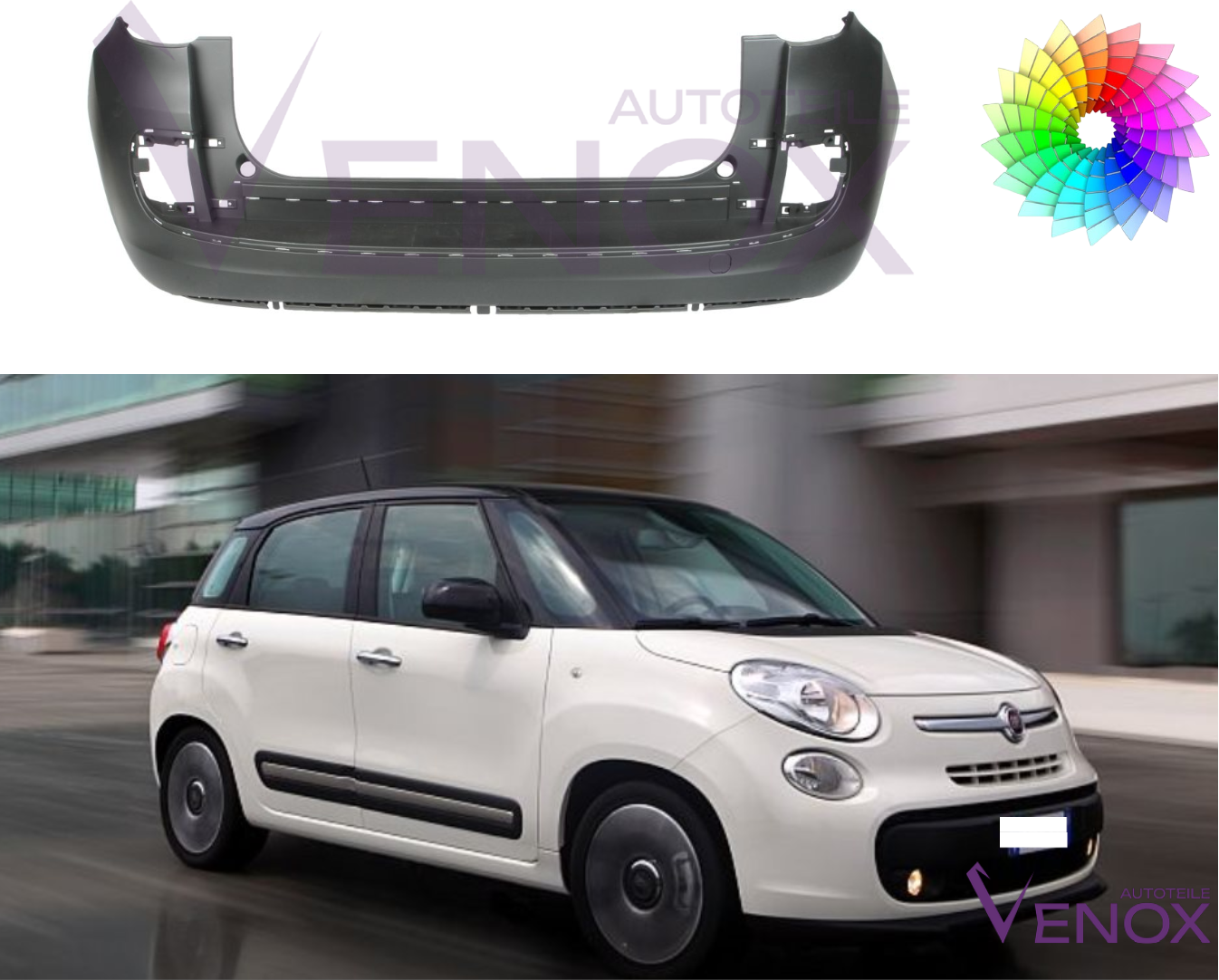 Voor Fiat 500L (330) 12-20 Achterbumper gespoten in gewenste kleur NIEUW - Afbeelding 2