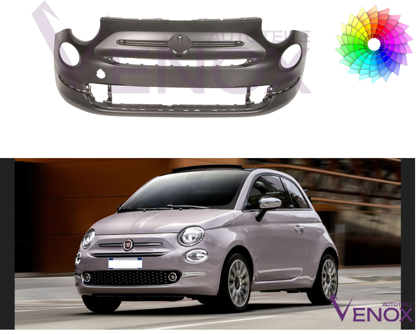 Voor Fiat 500 (312) Pop Vanaf 15 Voorbumper Geschilderd In Aangepaste Kleur NIEUW - Afbeelding 2