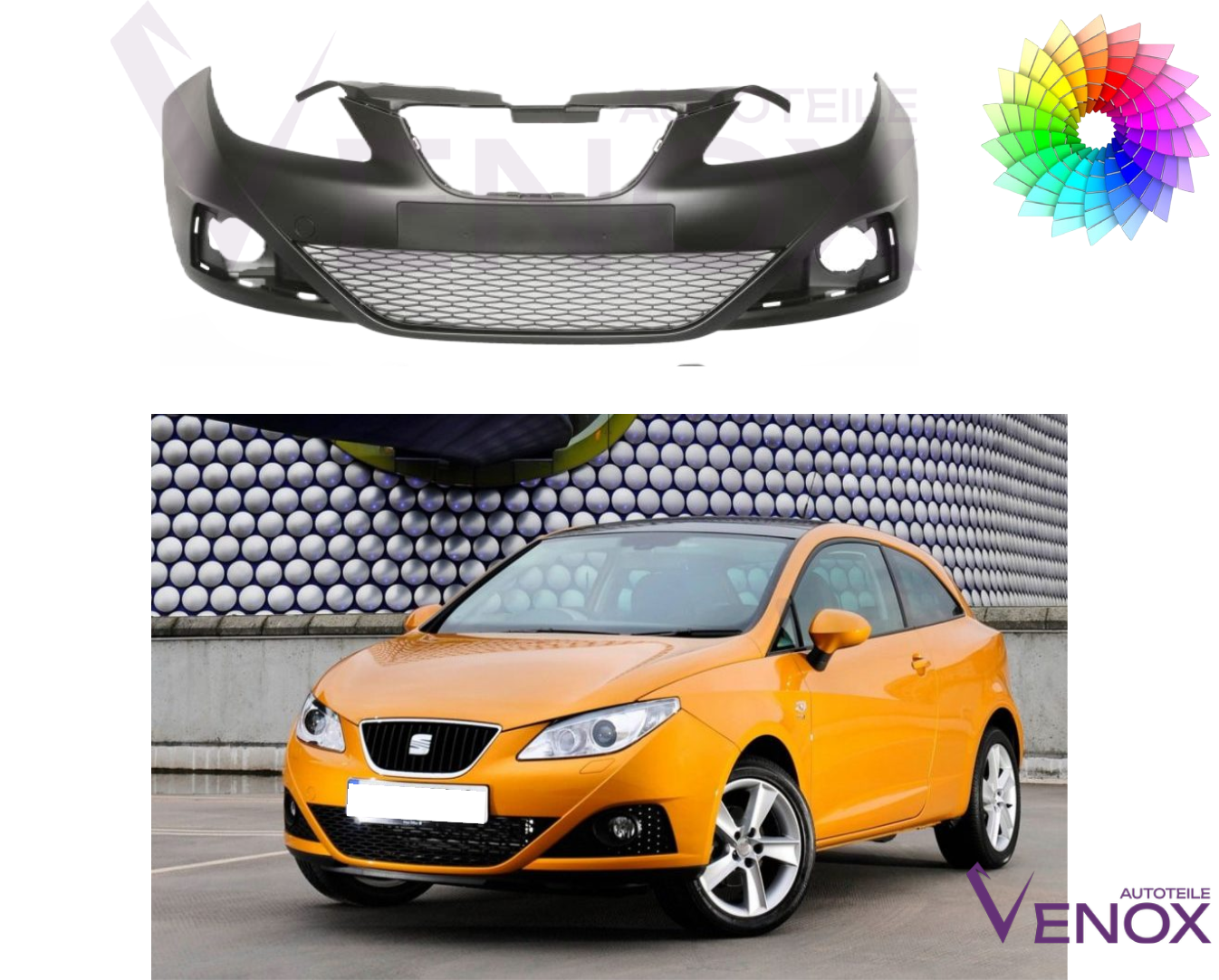 Voor Seat Ibiza 6J Voorbumper 2008-2012 Gespoten in de gewenste kleur - Afbeelding 2