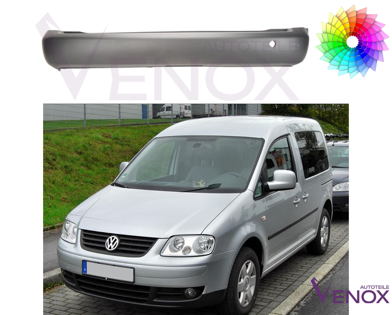 Voor VW Caddy 04-10 Achterbumper gespoten in de gewenste kleur NIEUW - Afbeelding 2