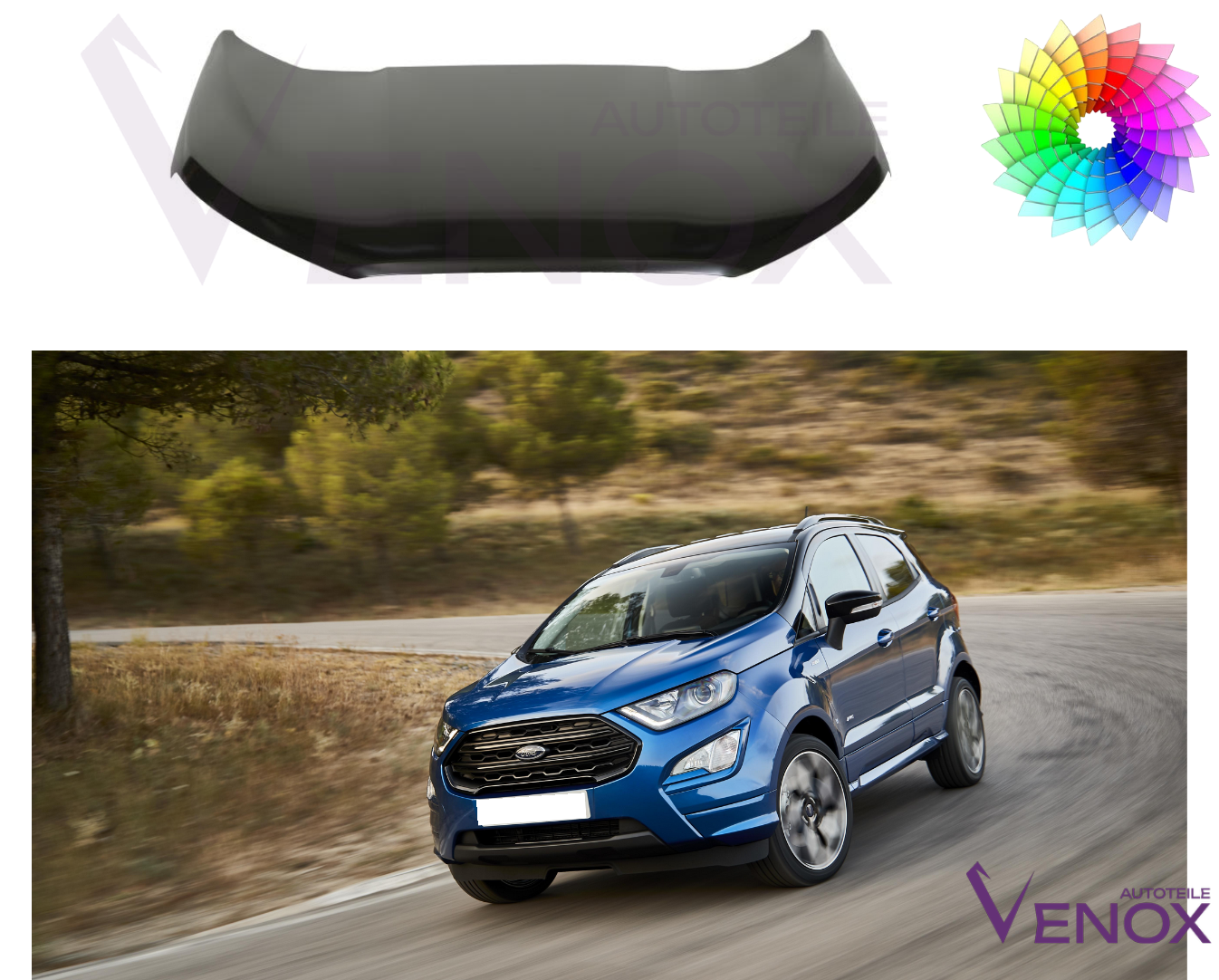 Voor Ford Ecosport vanaf 2017 motorkap gespoten in de gewenste kleur nieuw - Afbeelding 2