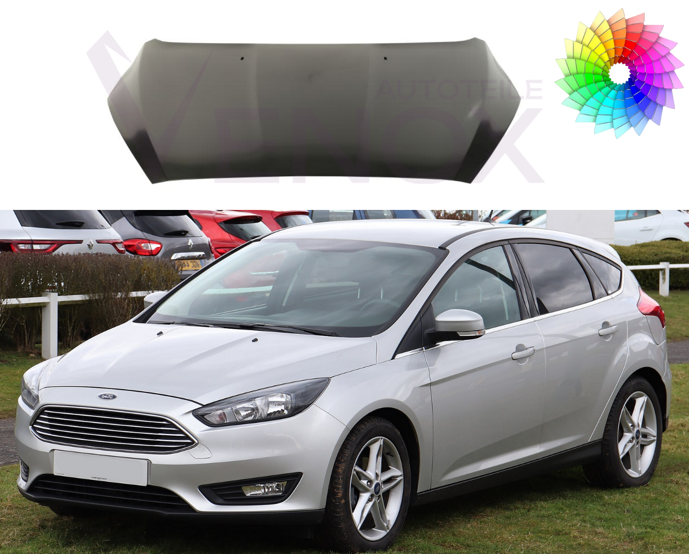 Voor Ford Focus Mk 3 2014-2018 motorkap gespoten in de gewenste kleur Nieuw - Afbeelding 2