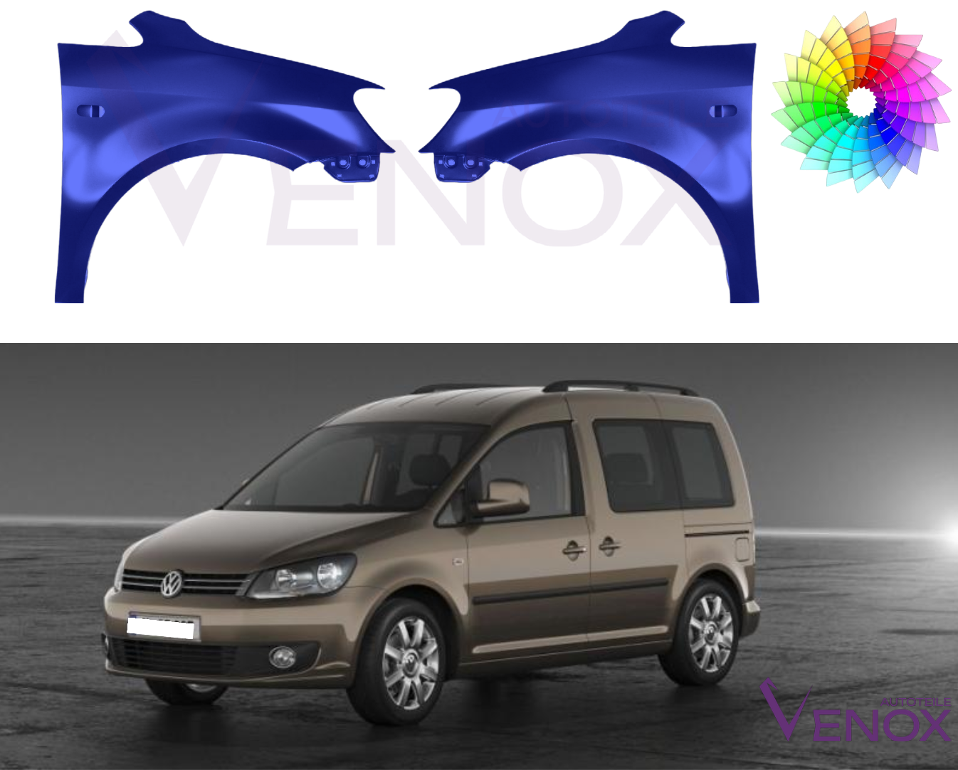 Voor VW Caddy 10-15 Linkerspatbord voor Gespoten in de gewenste kleur NIEUW - Afbeelding 2