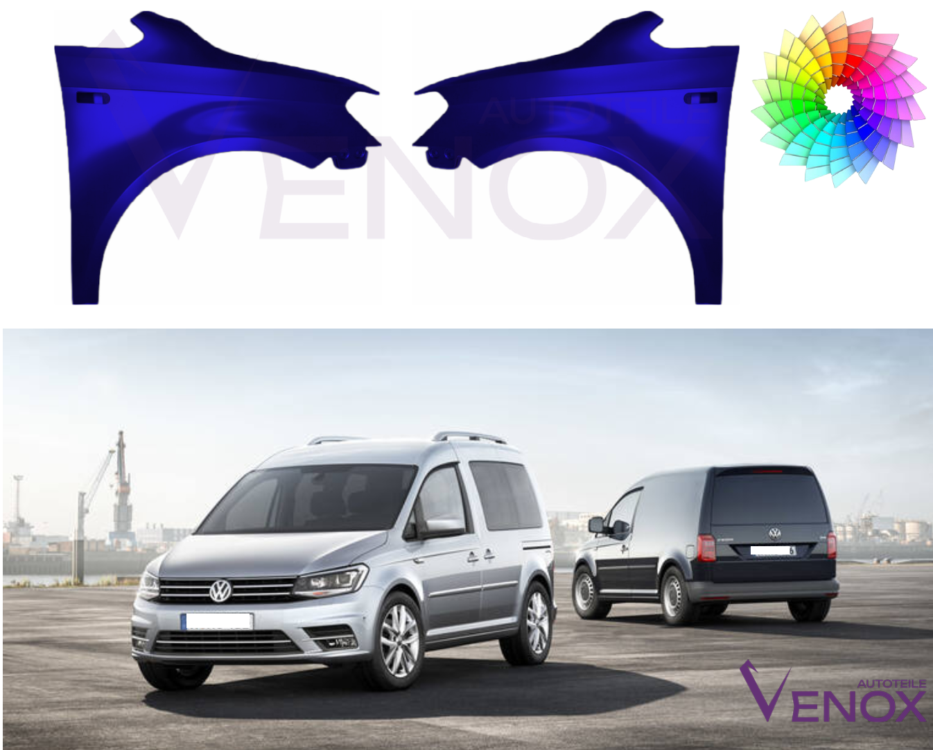 Spatbord Voor Volkswagen Caddy Links In Gewenste Kleur Gespoten Vanaf 2015 NIEUW - Afbeelding 2