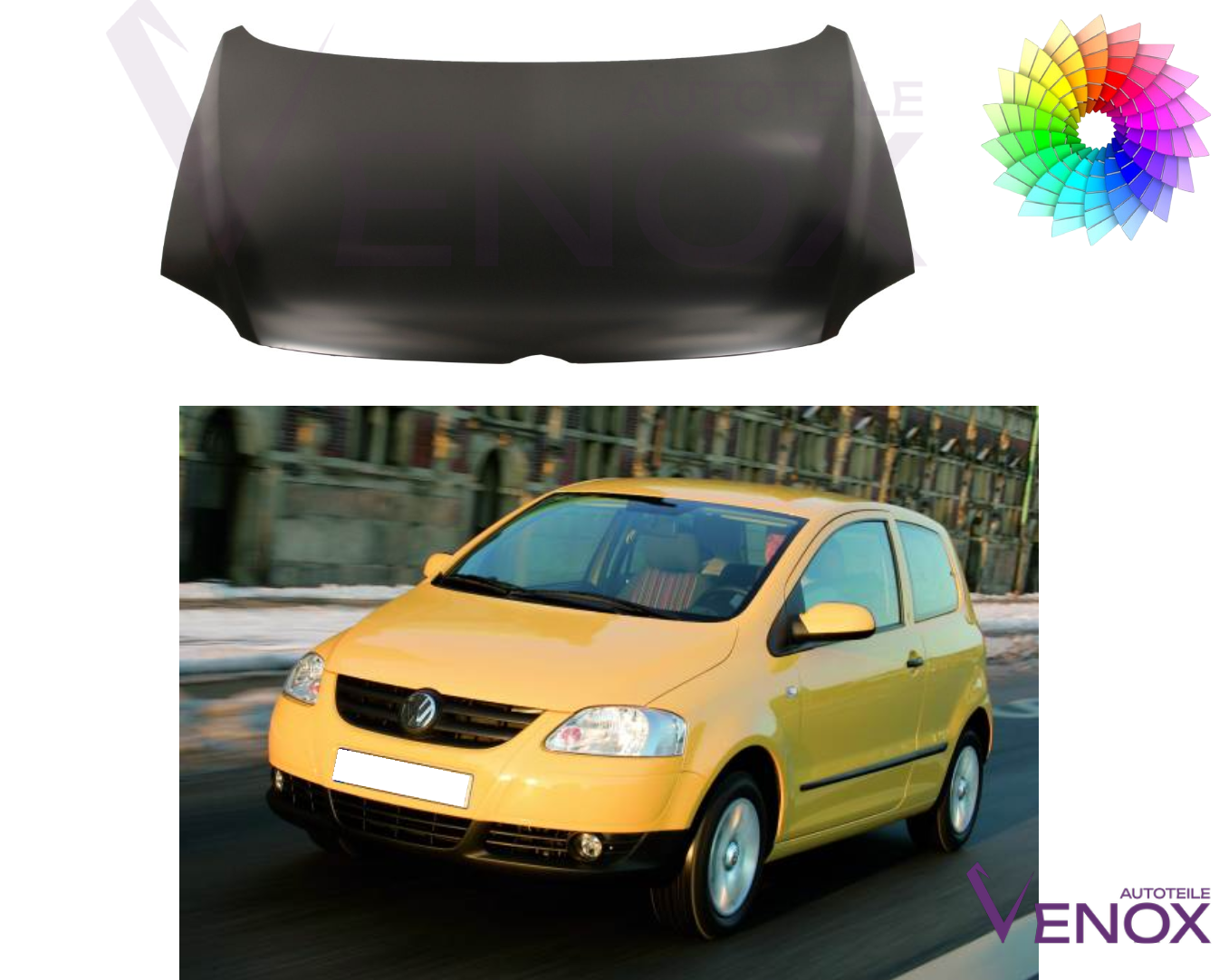 Voor Vw Fox 2005-2011 motorkap gespoten in de gewenste kleur - Afbeelding 2