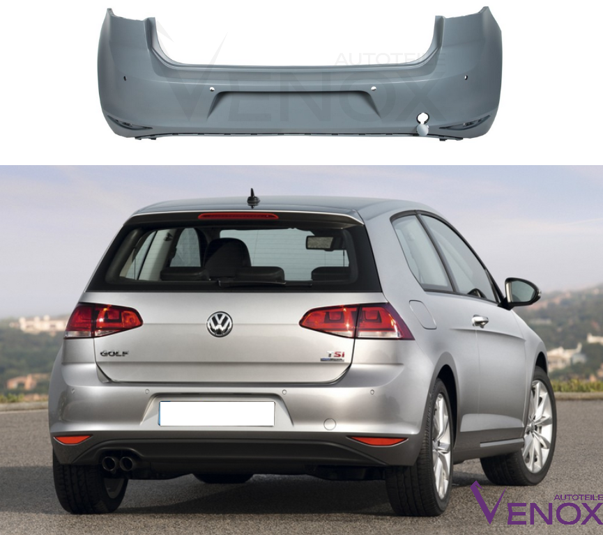 Voor VW Golf 7 VII 12-17 achterbumper PDC gespoten in de gewenste kleur - Afbeelding 2