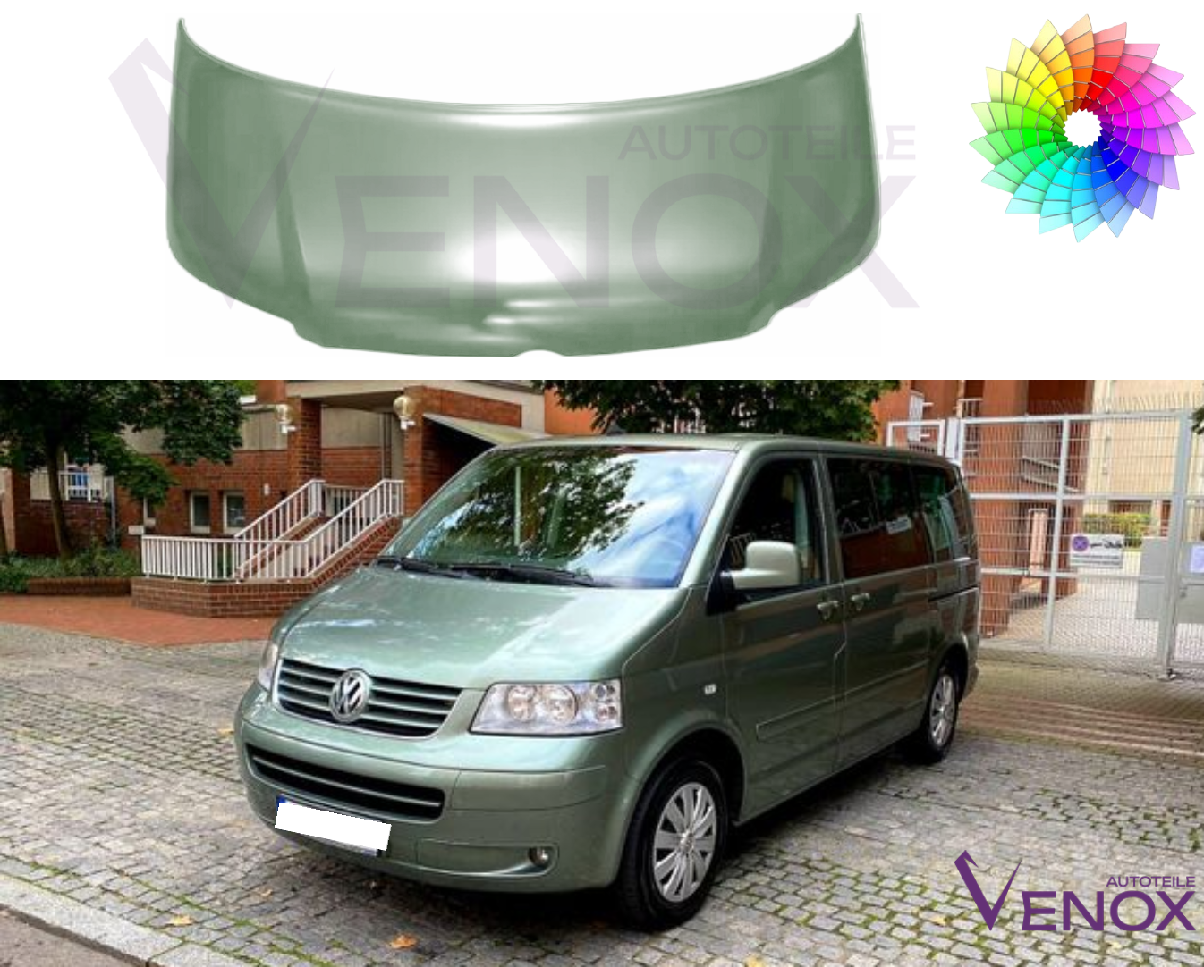Voor Vw Caravella Transporter Multivan T5 03-09 motorkap gespoten in gewenste kleur - Afbeelding 2