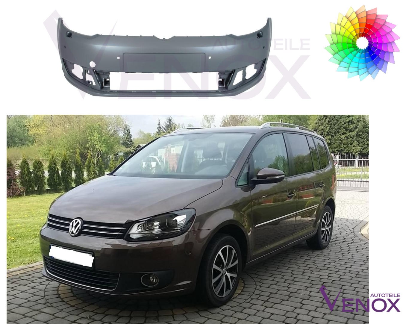 Voor VW Touran 1T3 2010-2015 SRA 6 x PDC voorbumper gespoten in de gewenste kleur - Afbeelding 2