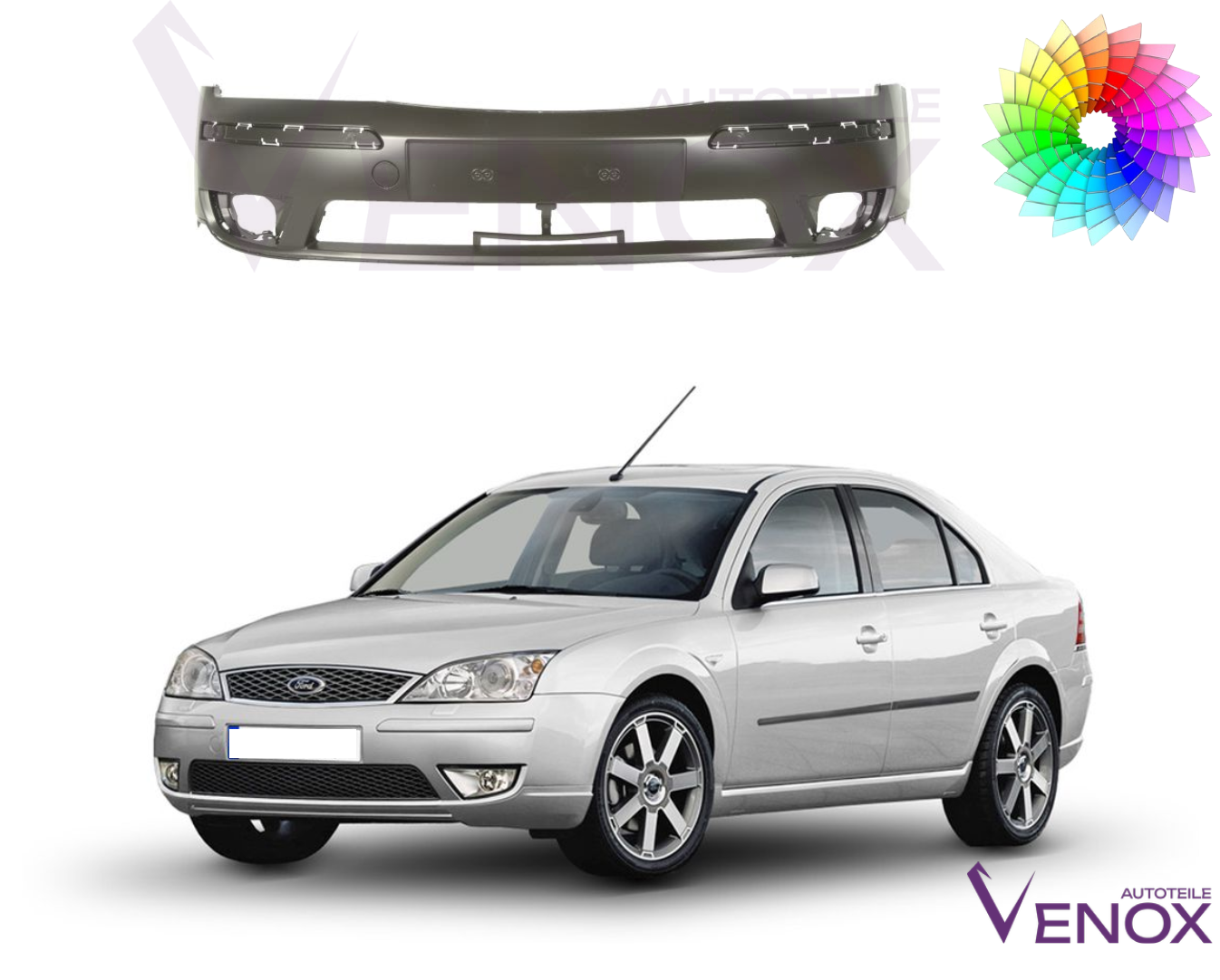Voor Ford Mondeo Mk3 2003-2007 Voorbumper gespoten in de gewenste kleur NIEUW - Afbeelding 2