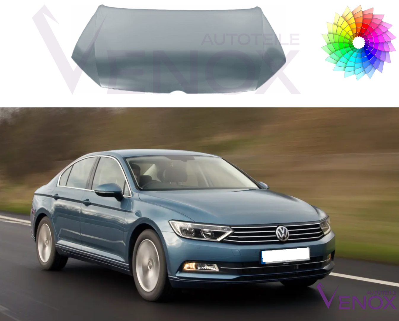 Voor Vw Passat B7 2010-2015 motorkap gespoten in gewenste kleur nieuw - Afbeelding 2