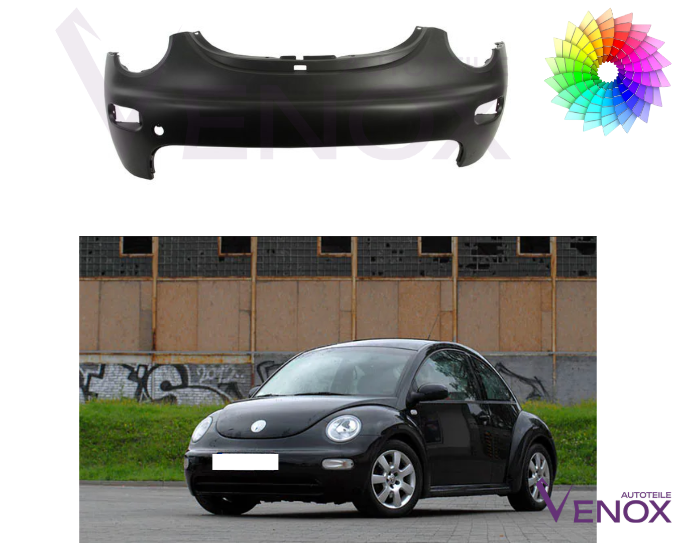 Voor VW New Beetle 98-05 Voorbumper gespoten in de gewenste kleur - Afbeelding 2