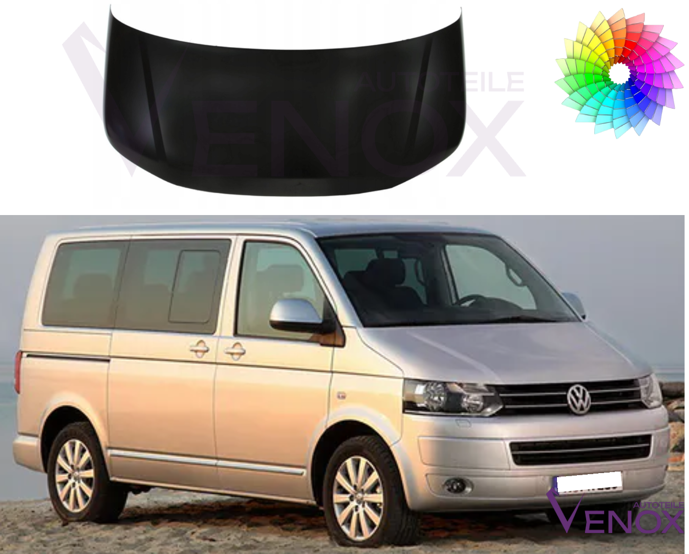 Voor Vw Caravella Transporter Multivan T5 09-15 motorkap gespoten in de gewenste kleur - Afbeelding 2