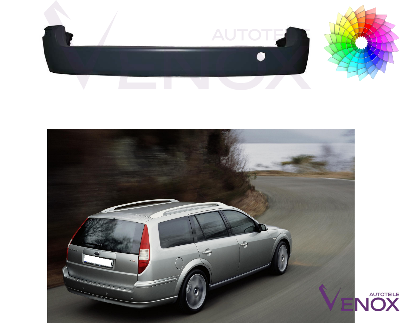 Voor Ford Mondeo MK3 Turnier 00-07 Achterbumper gespoten in gewenste kleur NIEUW - Afbeelding 2