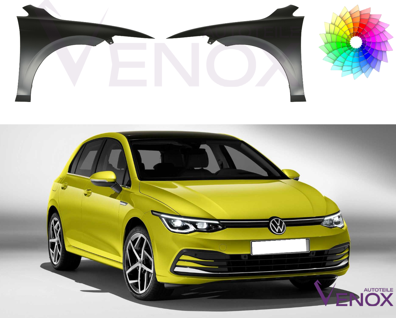 Spatbord voor VW GOLF VIII FRONT LINKS GESPOTTEN IN DE KLEUR VAN UW KEUZE Vanaf 2019 - Afbeelding 2