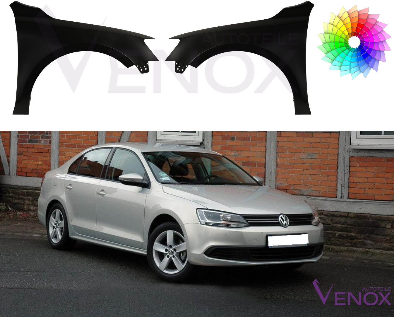 Voor VW Jetta 2010-2018 Spatbord linksvoor Gespoten in de gewenste kleur - Afbeelding 2