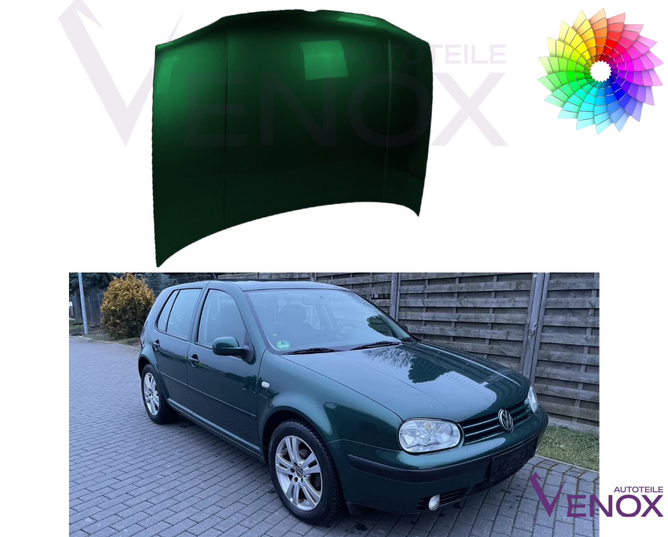 Motorkap voor Vw Golf IV 4 gespoten in gewenste kleur 1997-2006 - Afbeelding 2