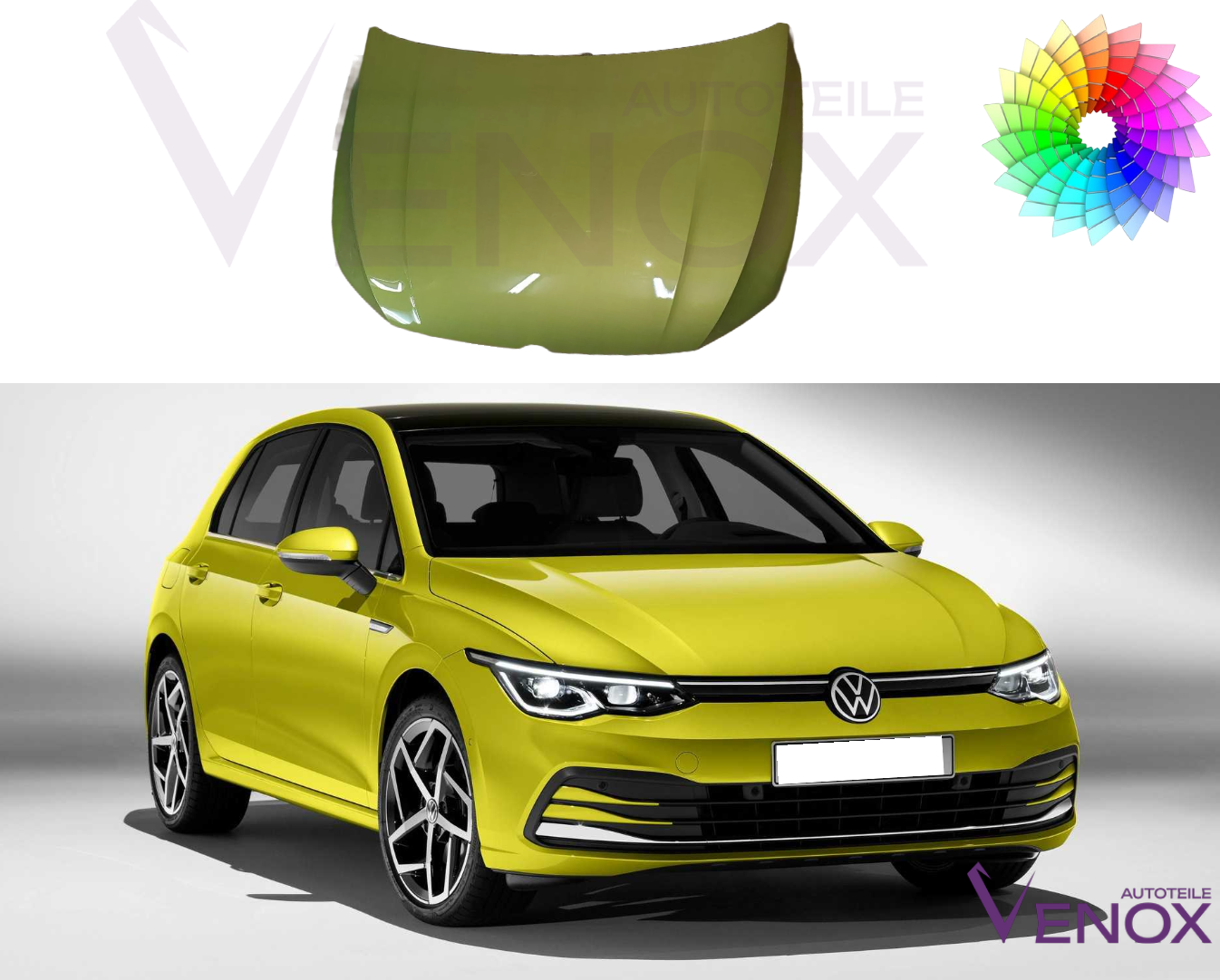 Motorkap voor Vw Golf 8 VIII gespoten in de gewenste kleur vanaf 2019 - Afbeelding 2