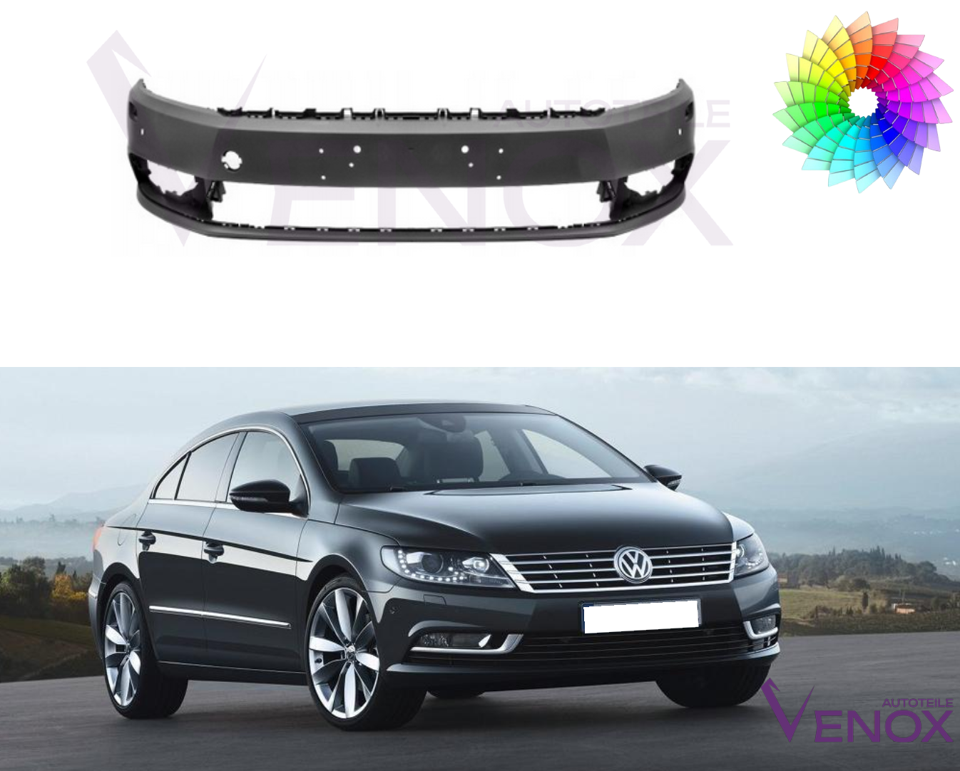 Voor Vw CC 358 2012-2017 Voorbumper 2xPDC SRA Gespoten in gewenste kleur NIEUW - Afbeelding 2