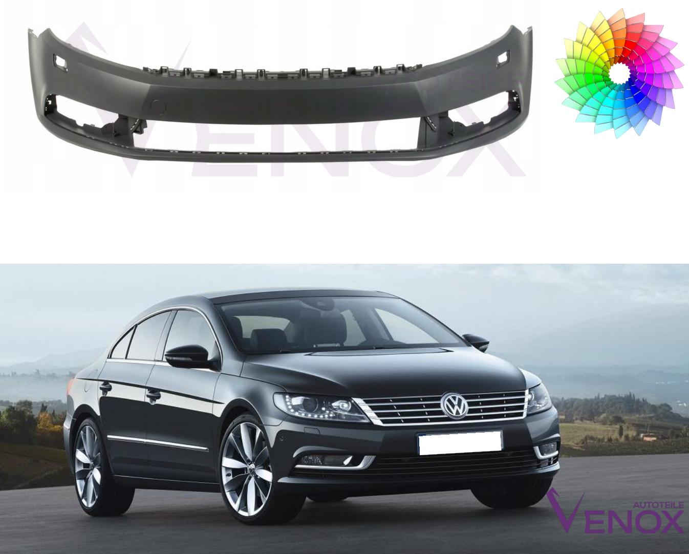 Voor Vw CC 358 2012-2017 Voorbumper SRA Gespoten in gewenste kleur NIEUW - Afbeelding 2