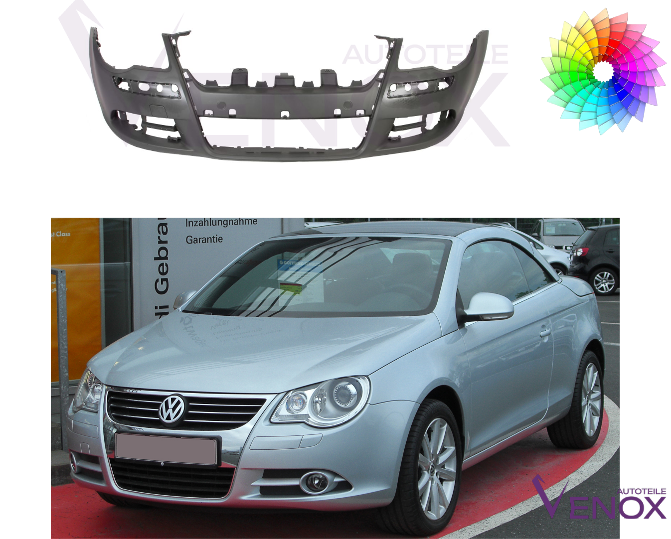 Voor Vw Eos 2006-2010 Voorbumper gespoten in gewenste kleur NIEUW - Afbeelding 2