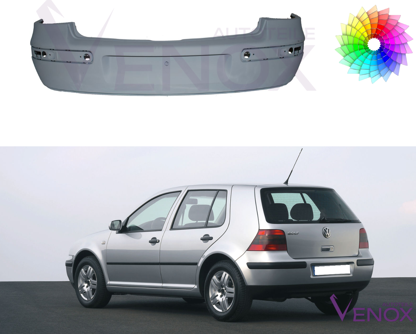 Bumper Voor Vw Golf 4 IV Achter Geschilderd In Gewenste Kleur 1997-2006 NIEUW - Afbeelding 2