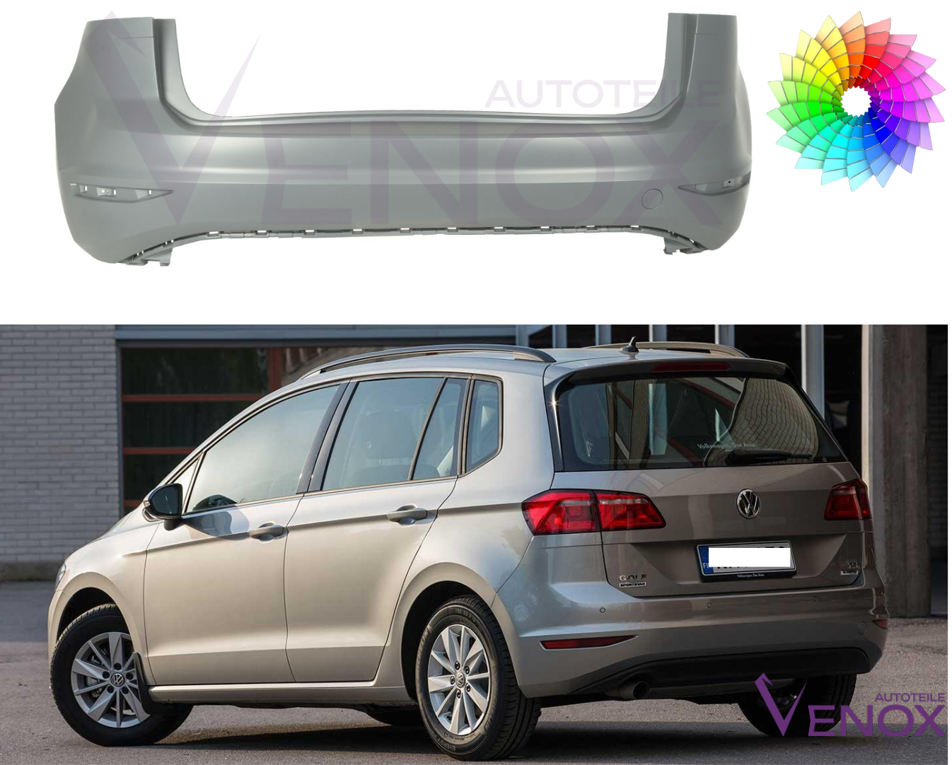 Bumper Voor Vw Golf Sportsvan Achter In Gewenste Kleur Gespoten Vanaf 2017 - Afbeelding 2