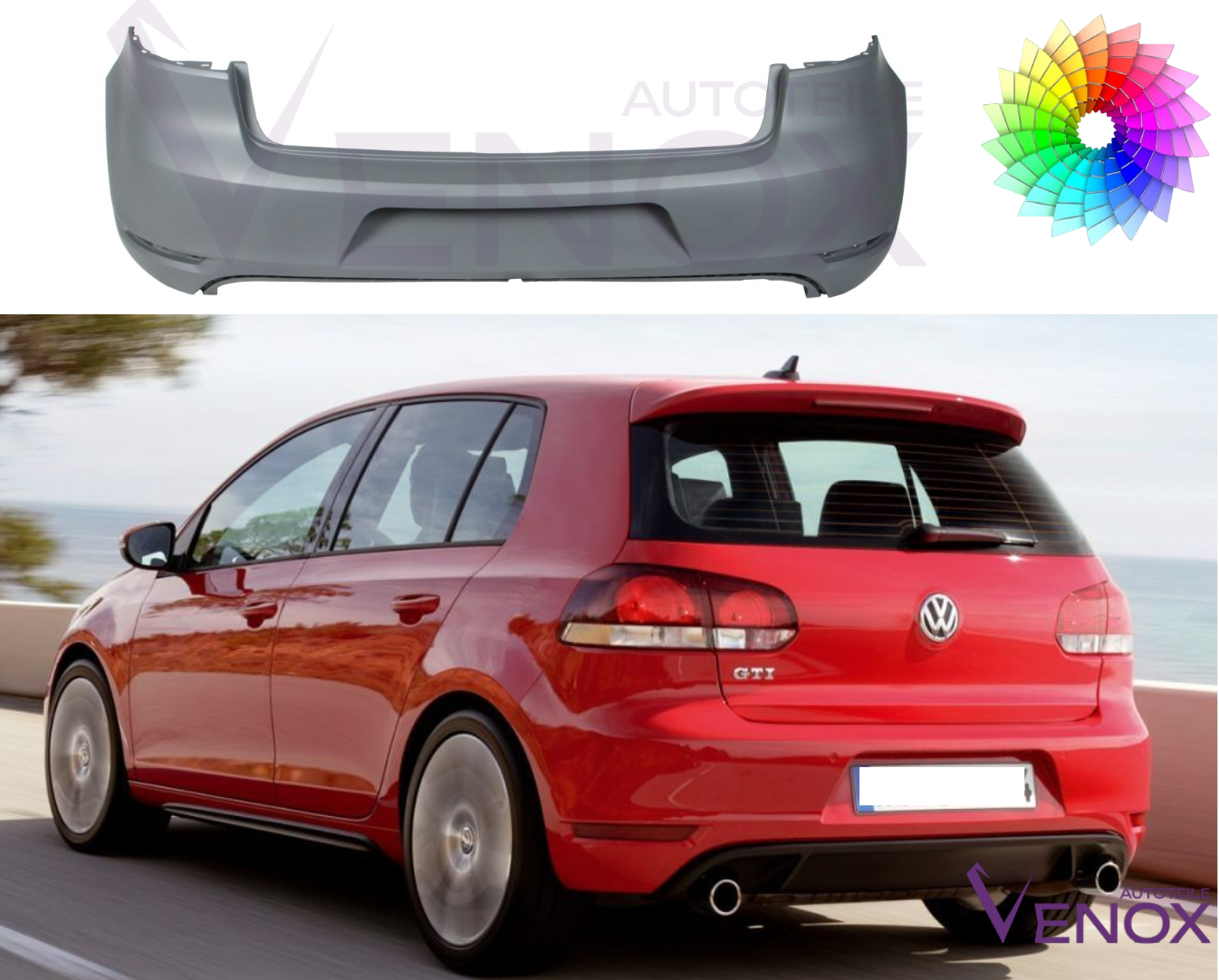 Bumper Voor Vw Golf VI 6 GTD GTI Achteraan Geschilderd In Aangepaste Kleur 08-16 - Afbeelding 2