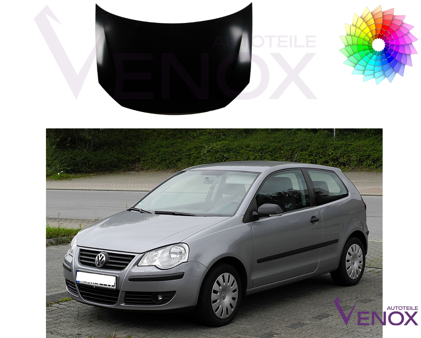 Voor Vw Polo 9N1 2005-2009 motorkap gespoten in gewenste kleur nieuw - Afbeelding 2