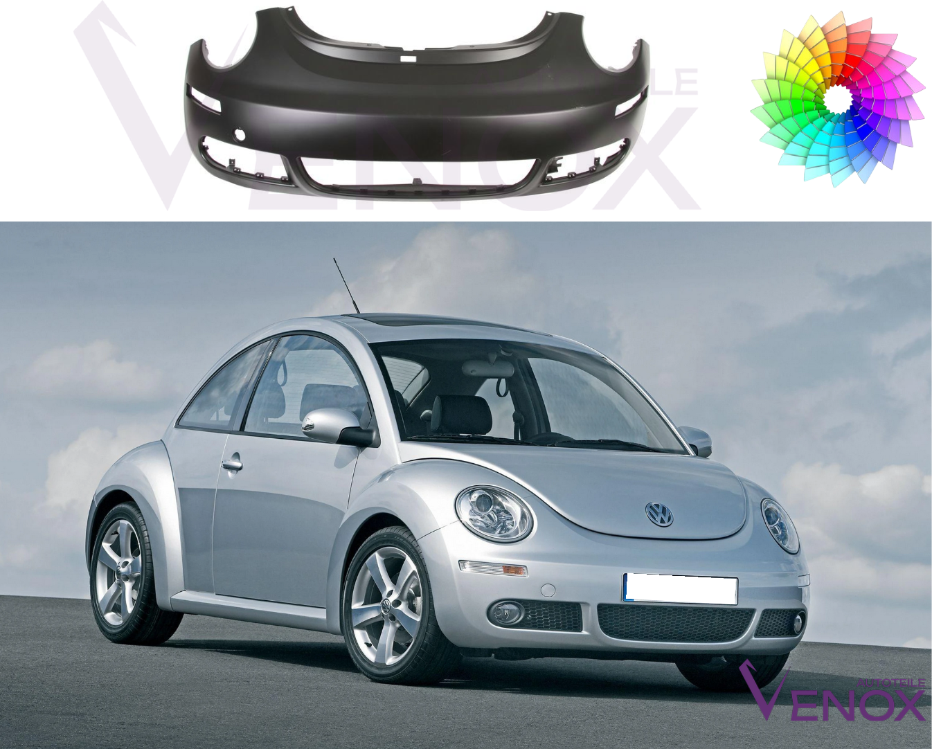 Voor VW New Beetle 05-10 Voorbumper gespoten in de gewenste kleur - Afbeelding 2